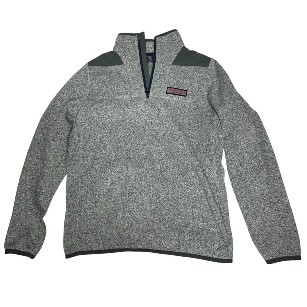 Boys Vineyard Vines 1/4 Zip Knit Sherpa Sweater Jacket L